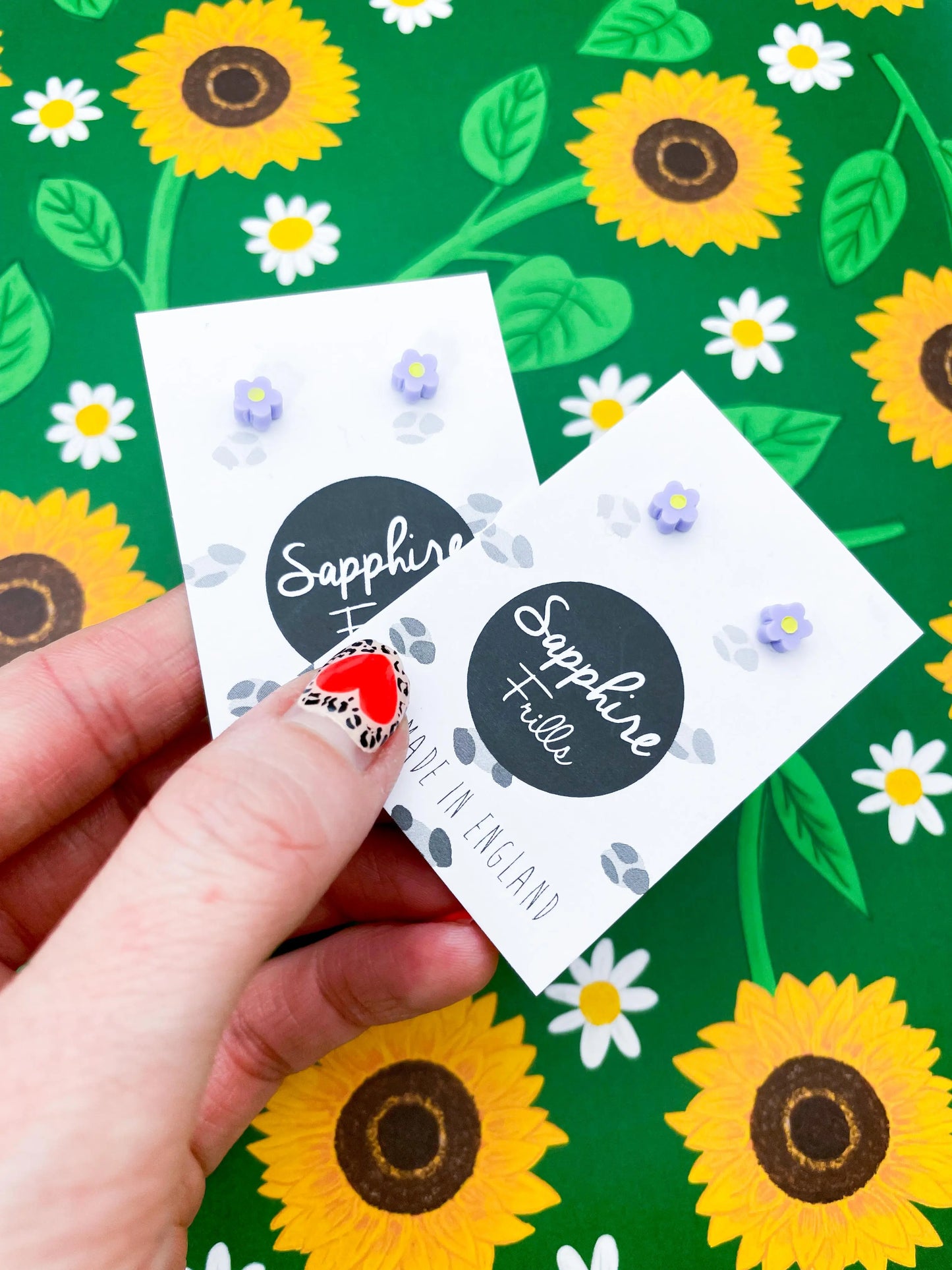 Micro Lilac and Pastel Yellow Acrylic Flower Stud Earrings from Sapphire Frills