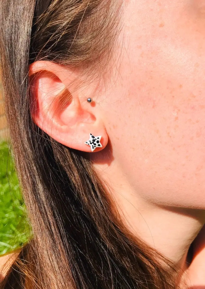 Mini Emerald and Silver Star Stud Earrings Sapphire Frills