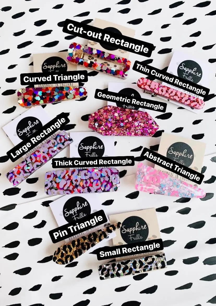 Pink Glitter Leopard Print Hair Clips from Sapphire Frills