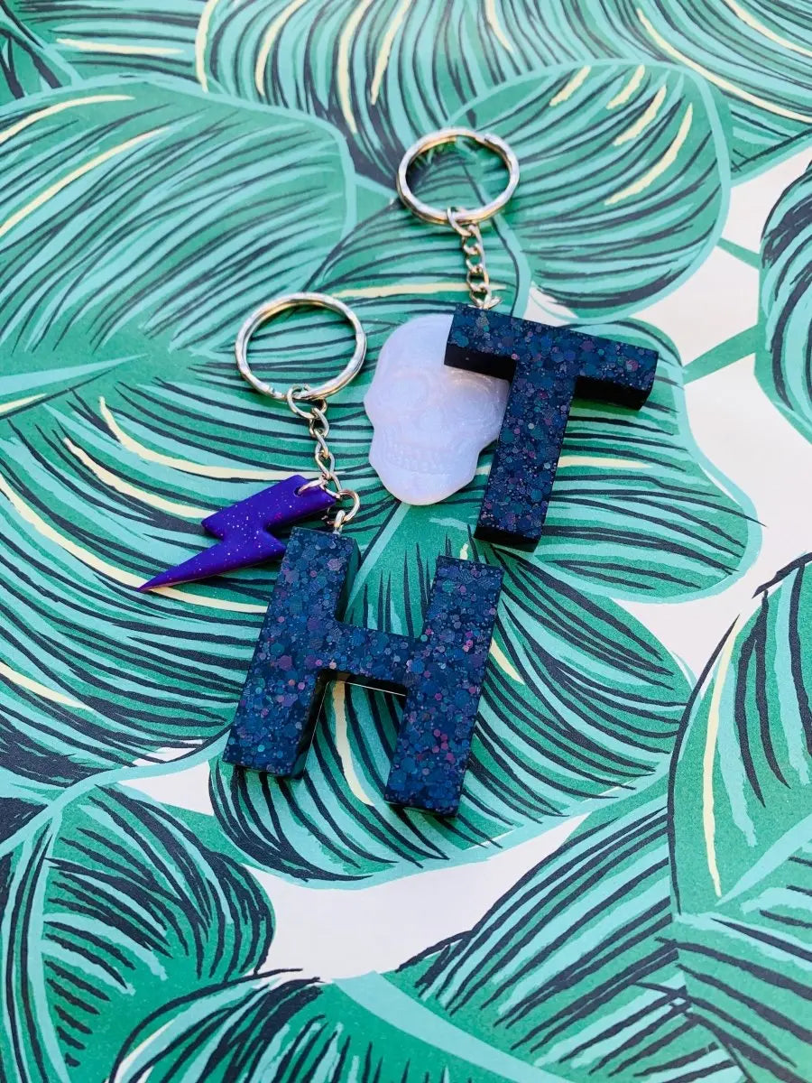 Purplicious Glitter Initial Keyring Sapphire Frills