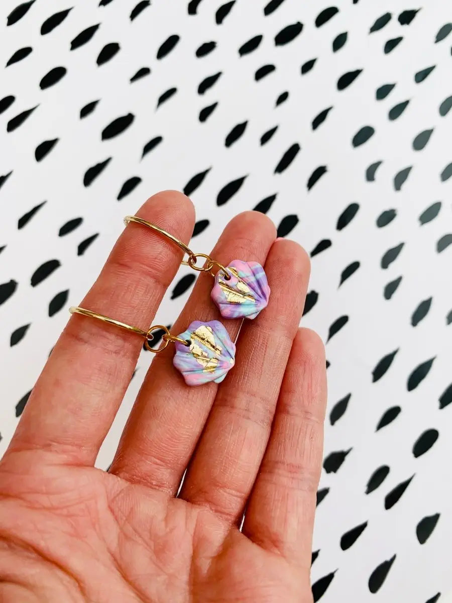 Small Pastel Marble Shell Stud Earrings Sapphire Frills