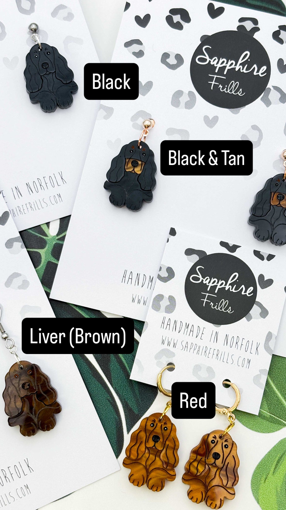 Large Cocker Spaniel Dangle Earrings or Necklace – Hypoallergenic Stainless Steel