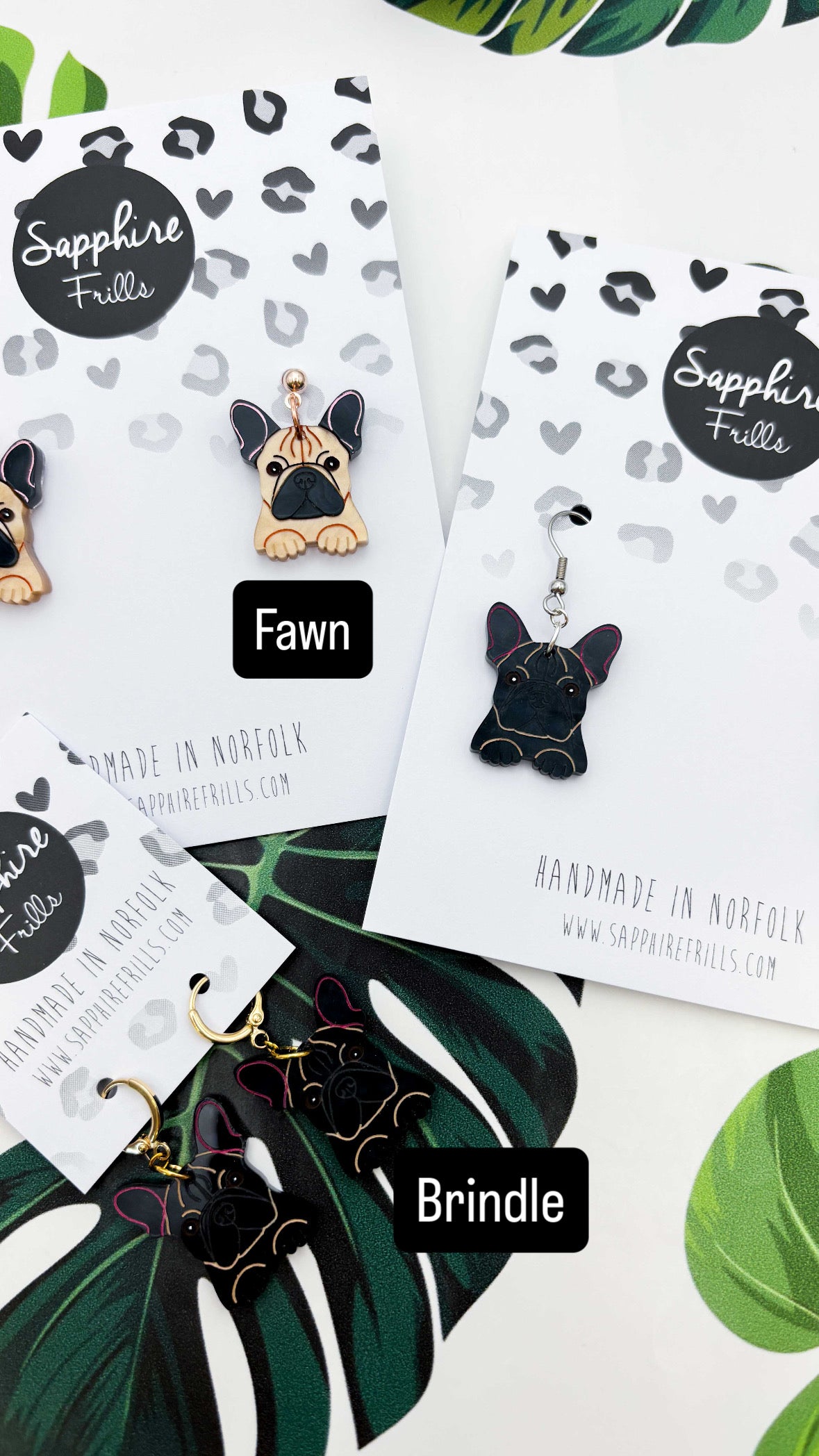 Large French Bulldog Dangle Earrings or Necklace – Hypoallergenic Stainless Steel
