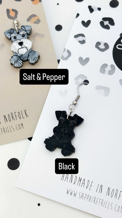 Large Schnauzer Dangle Earrings or Necklace – Hypoallergenic Stainless Steel