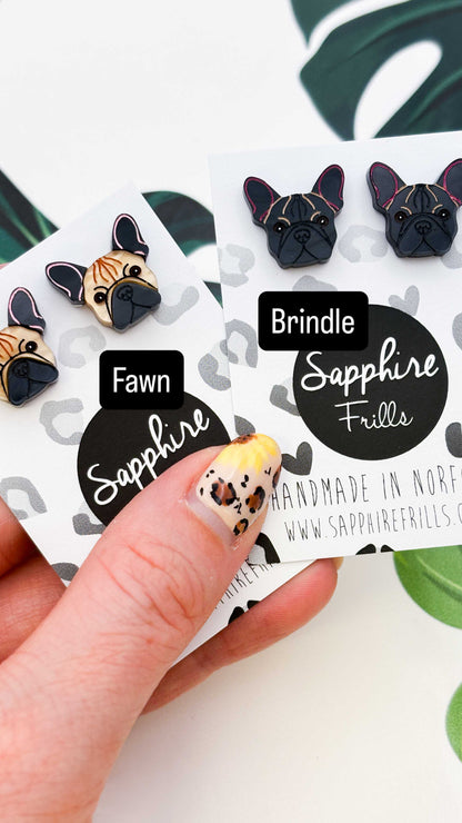 Small French Bulldog Face Stud Earrings – Hypoallergenic Stainless Steel