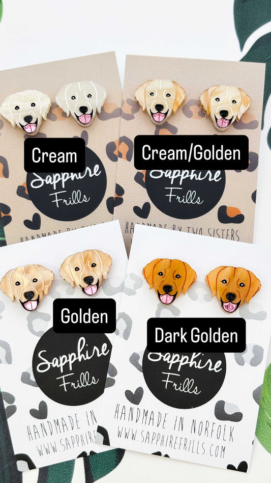 Small Golden Retriever Face Stud Earrings – Hypoallergenic Stainless Steel