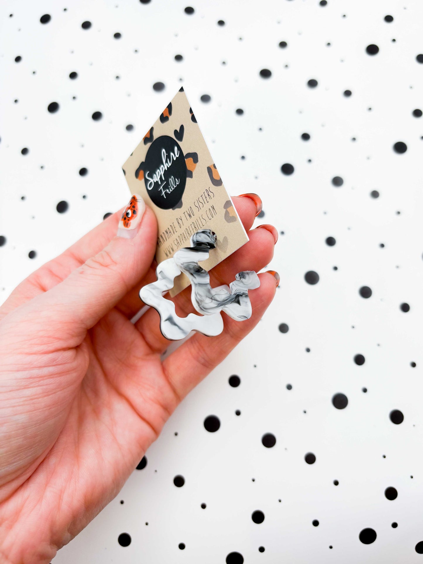Large Black and White Ink Squiggle Hoops