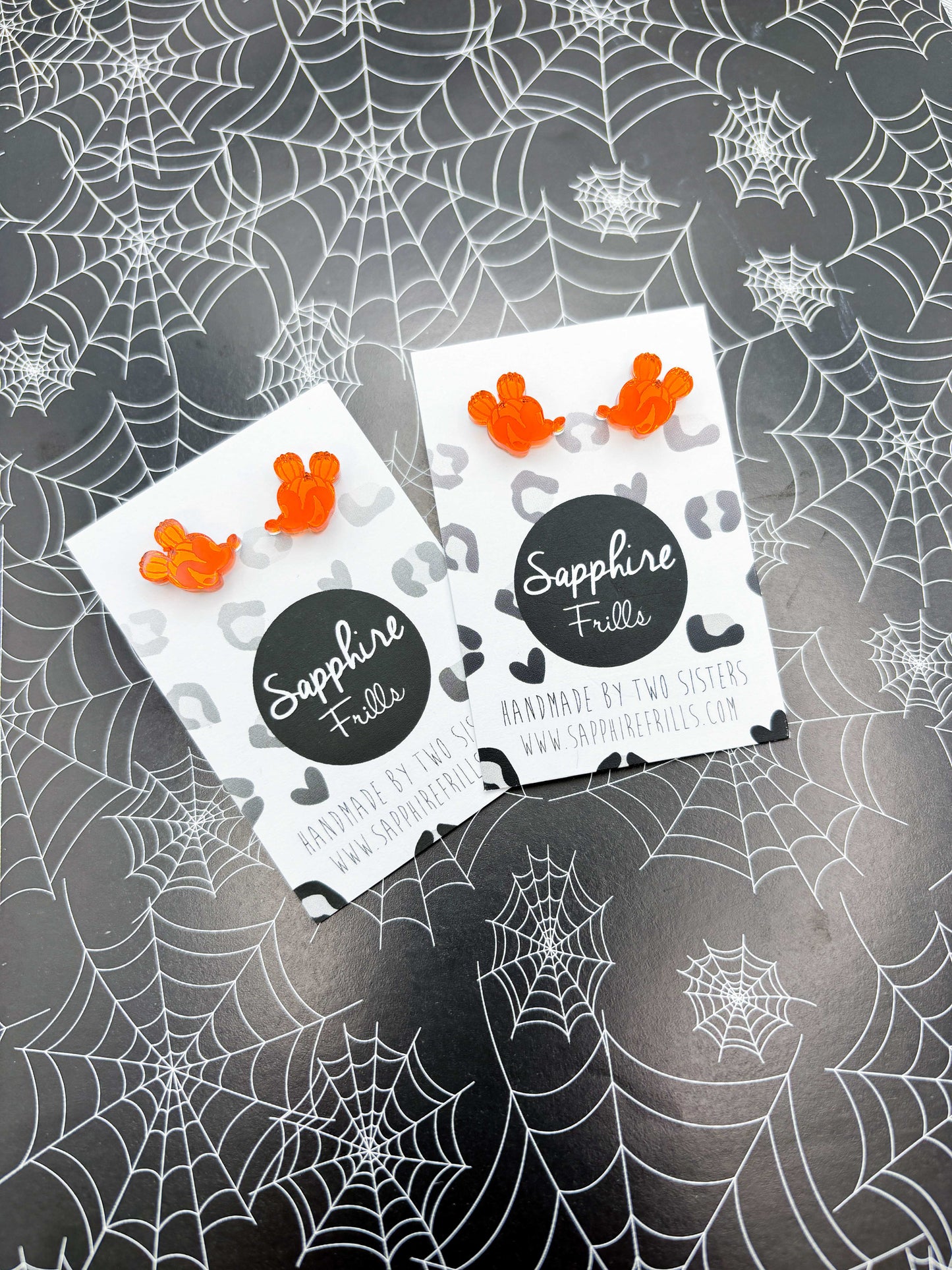 Mini Orange Mirror Mickey Mouse Pumpkin Head Stud Earrings