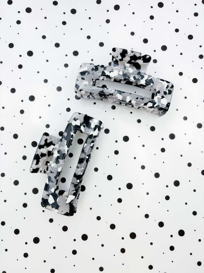 Large Monochrome Terrazzo Claw Clip