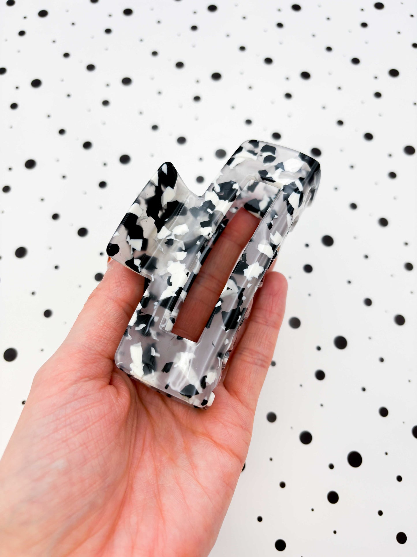 Large Monochrome Terrazzo Claw Clip