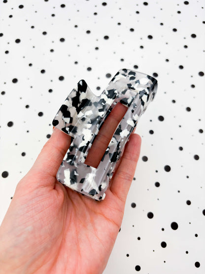 Large Monochrome Terrazzo Claw Clip