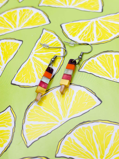 Small Rainbow Fruit Ice Lolly Dangle Earrings or Necklace – Hypoallergenic Stainless Steel