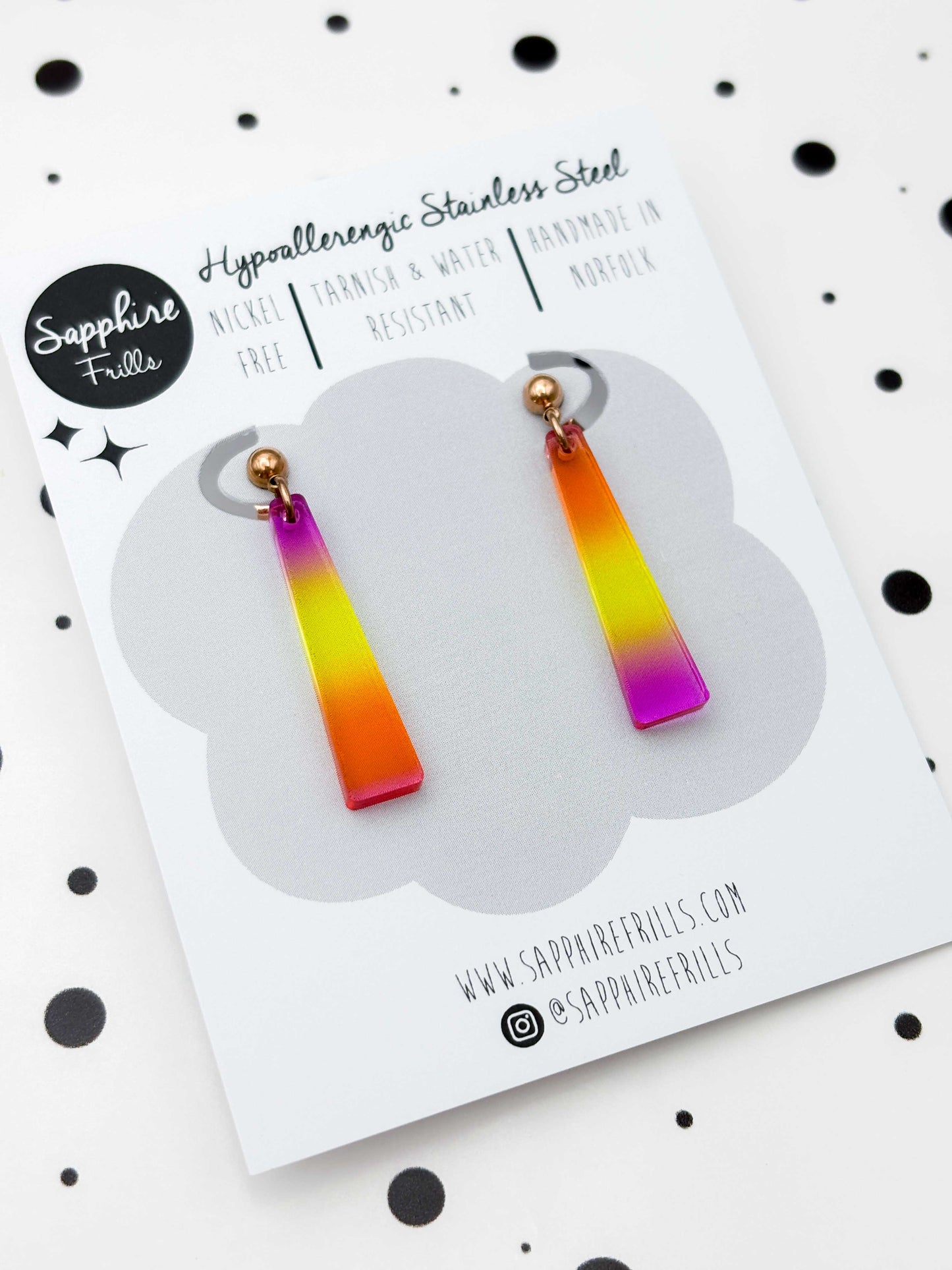 Medium Sunset Ombre Trapeze Dangle Earrings or Necklace – Hypoallergenic Stainless Steel