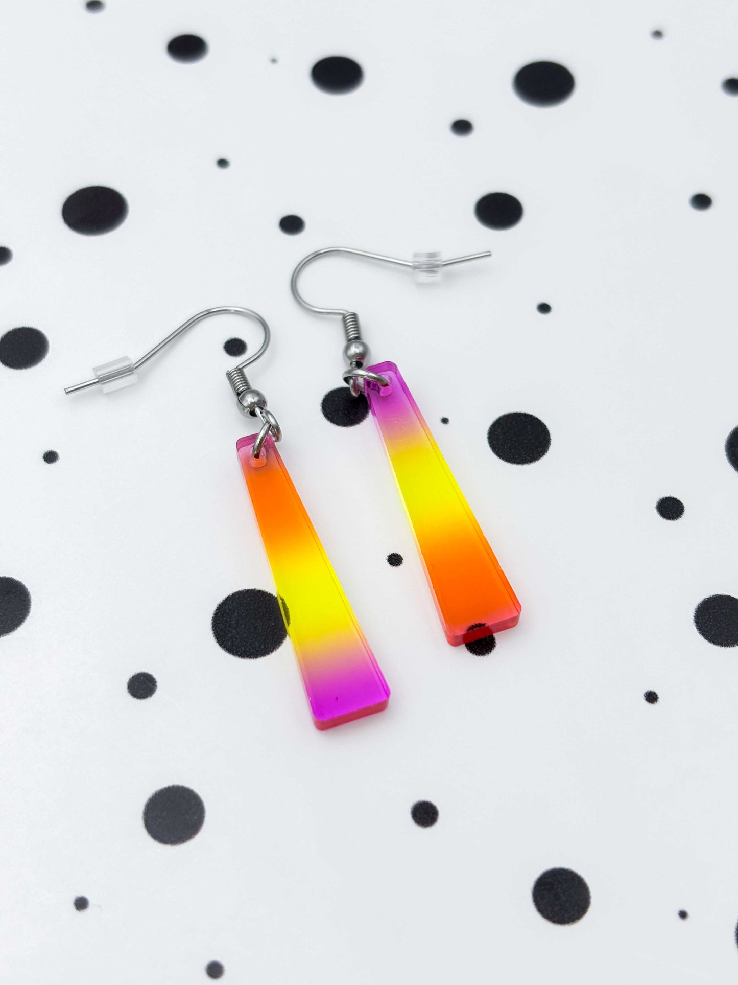 Medium Sunset Ombre Trapeze Dangle Earrings or Necklace – Hypoallergenic Stainless Steel