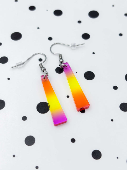 Medium Sunset Ombre Trapeze Dangle Earrings or Necklace – Hypoallergenic Stainless Steel