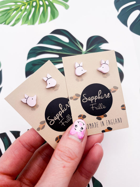 Mini Baby Pink Piglet Acrylic Stud Earrings – Hypoallergenic Stainless Steel