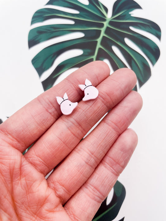 Mini Baby Pink Piglet Acrylic Stud Earrings – Hypoallergenic Stainless Steel