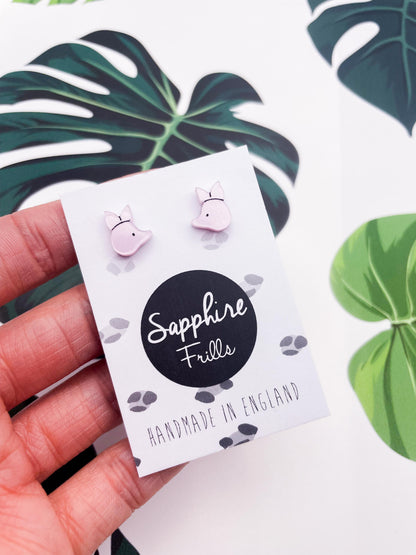 Mini Baby Pink Piglet Acrylic Stud Earrings – Hypoallergenic Stainless Steel