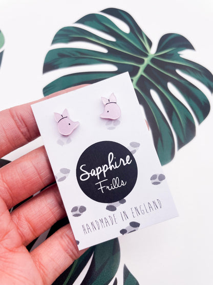 Mini Baby Pink Piglet Acrylic Stud Earrings – Hypoallergenic Stainless Steel