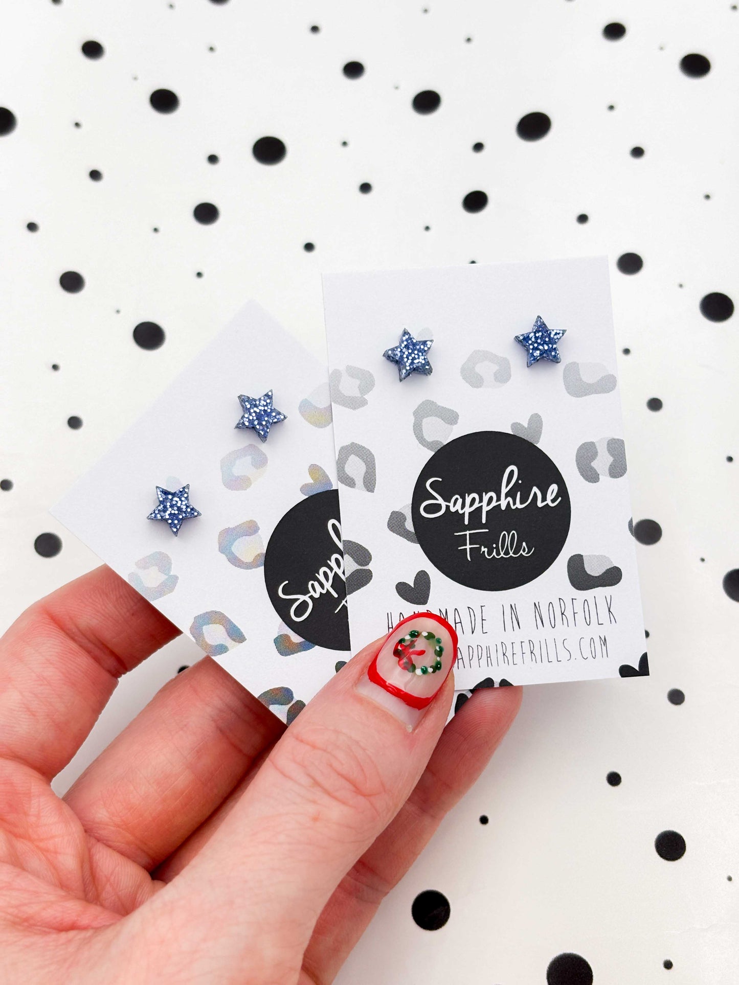 Micro Light Blue Glitter Acrylic Star Stud – Hypoallergenic Stainless Steel
