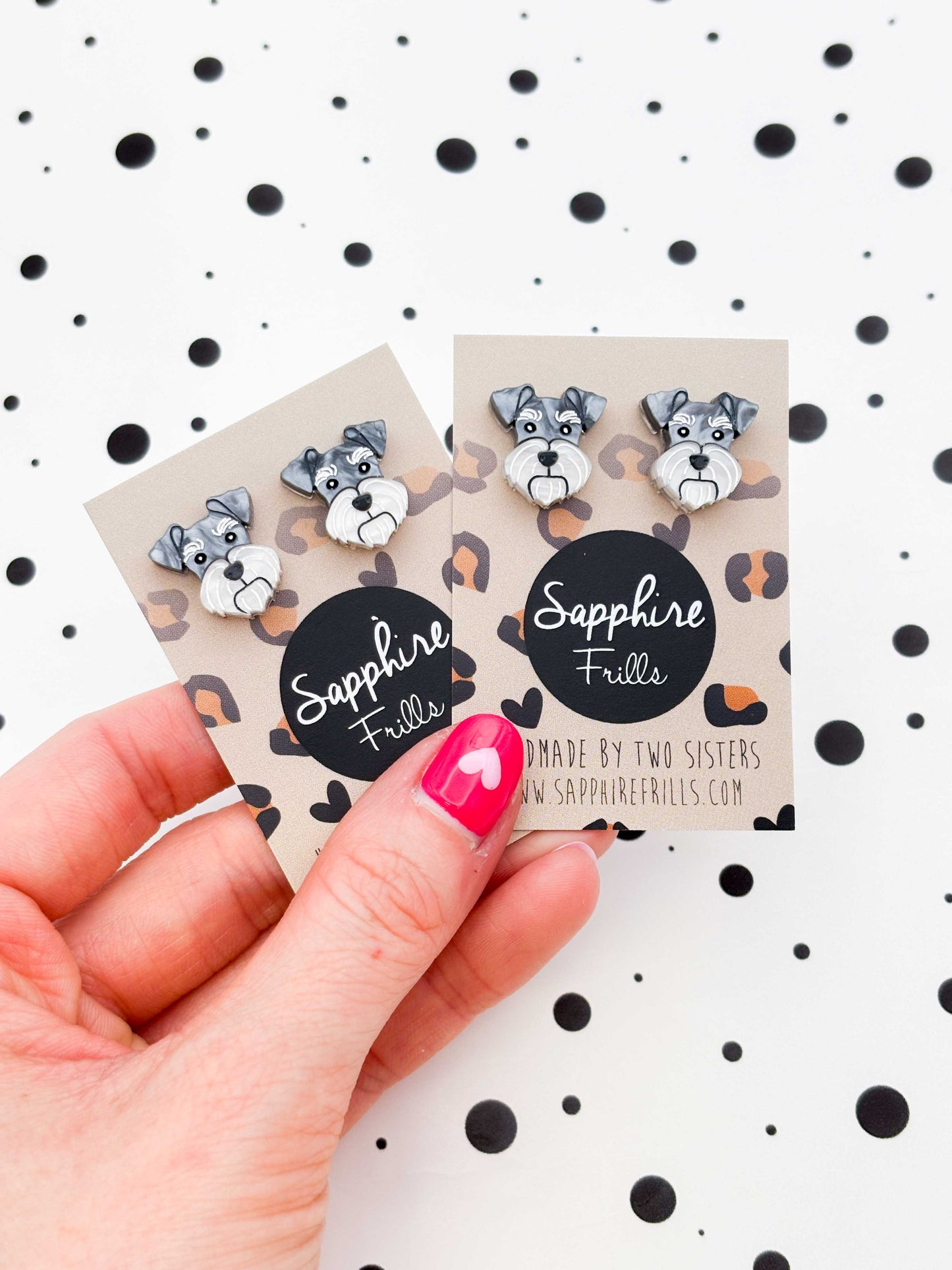 Small Schnauzer Face Stud Earrings
