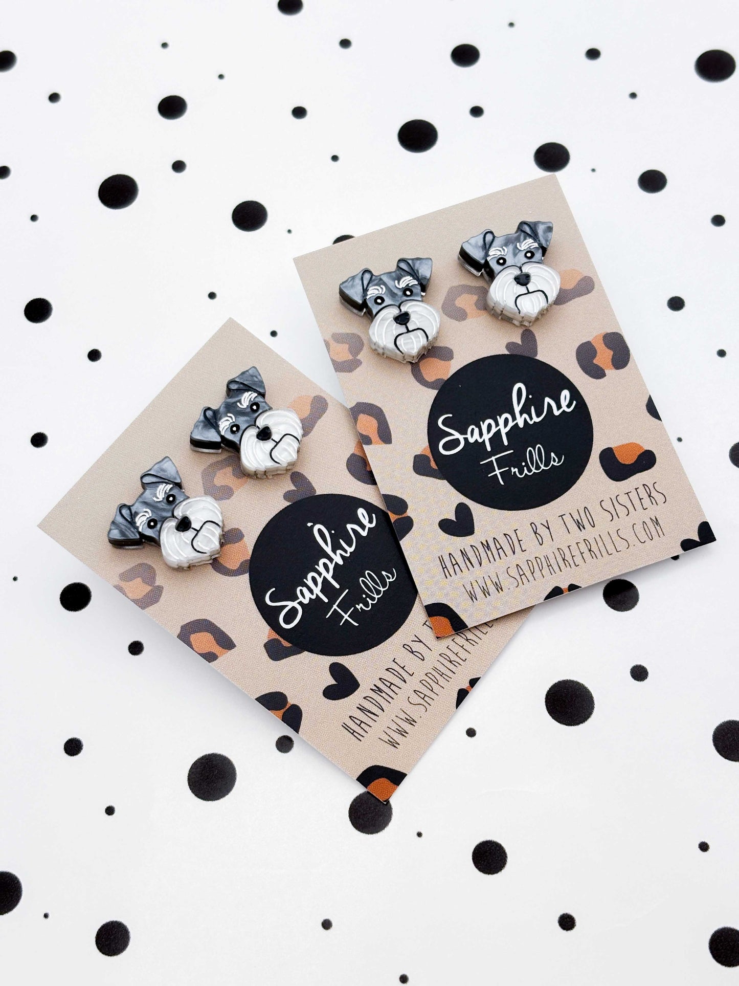 Small Schnauzer Face Stud Earrings