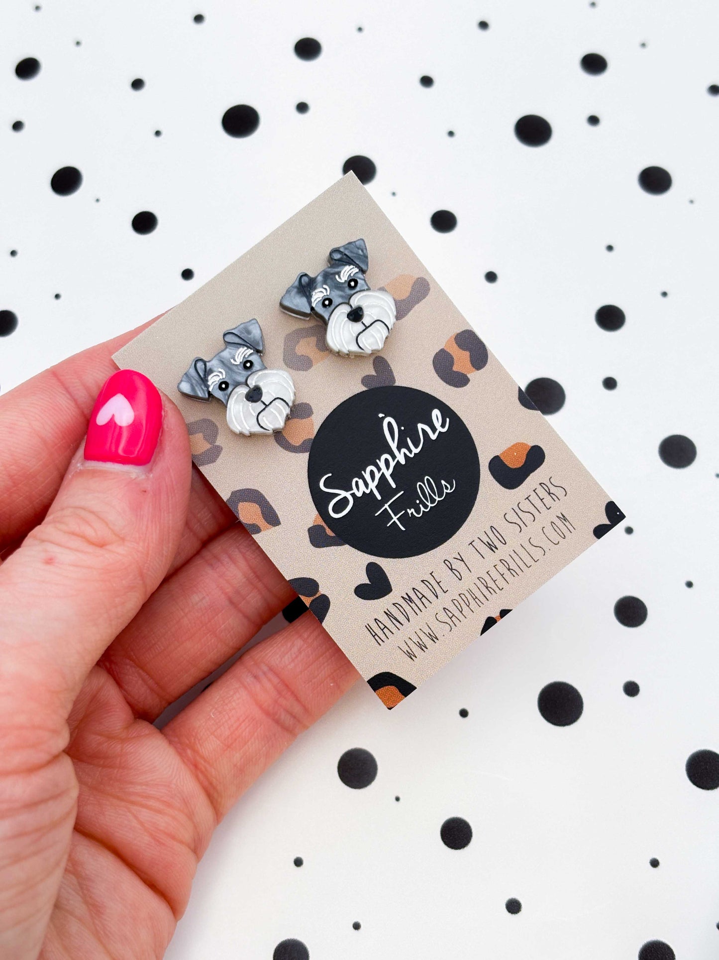 Small Schnauzer Face Stud Earrings