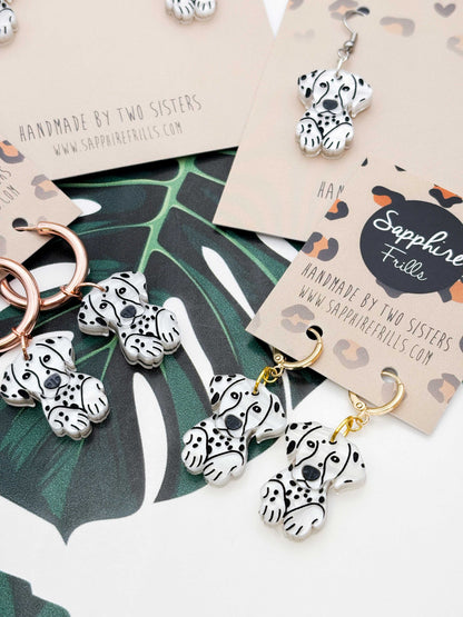 Large Dalmatian Dangle Earrings or Necklace – Hypoallergenic Stainless Steel