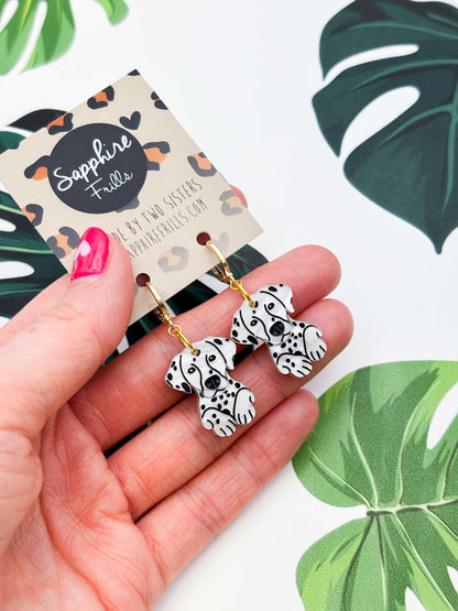 Large Dalmatian Dangle Earrings or Necklace – Hypoallergenic Stainless Steel