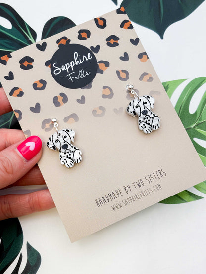 Large Dalmatian Dangle Earrings or Necklace – Hypoallergenic Stainless Steel