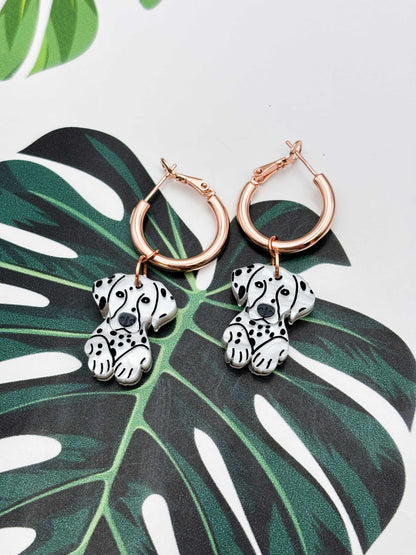 Large Dalmatian Dangle Earrings or Necklace – Hypoallergenic Stainless Steel