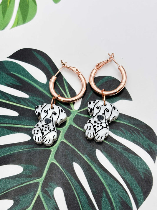 Large Dalmatian Dangle Earrings or Necklace – Hypoallergenic Stainless Steel
