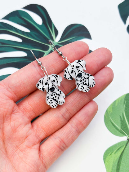 Large Dalmatian Dangle Earrings or Necklace – Hypoallergenic Stainless Steel