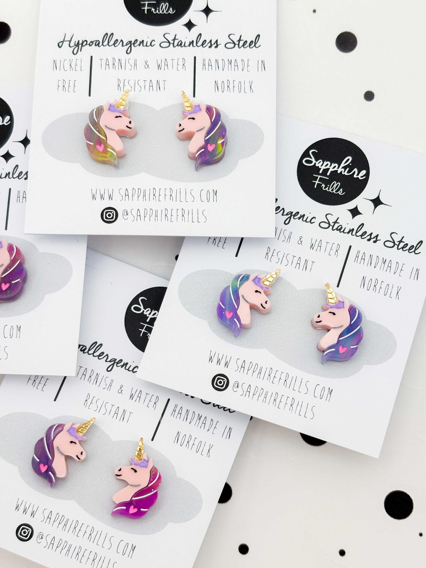Limited Edition Mini Pink Princess Unicorn Studs – Hypoallergenic Stainless Steel