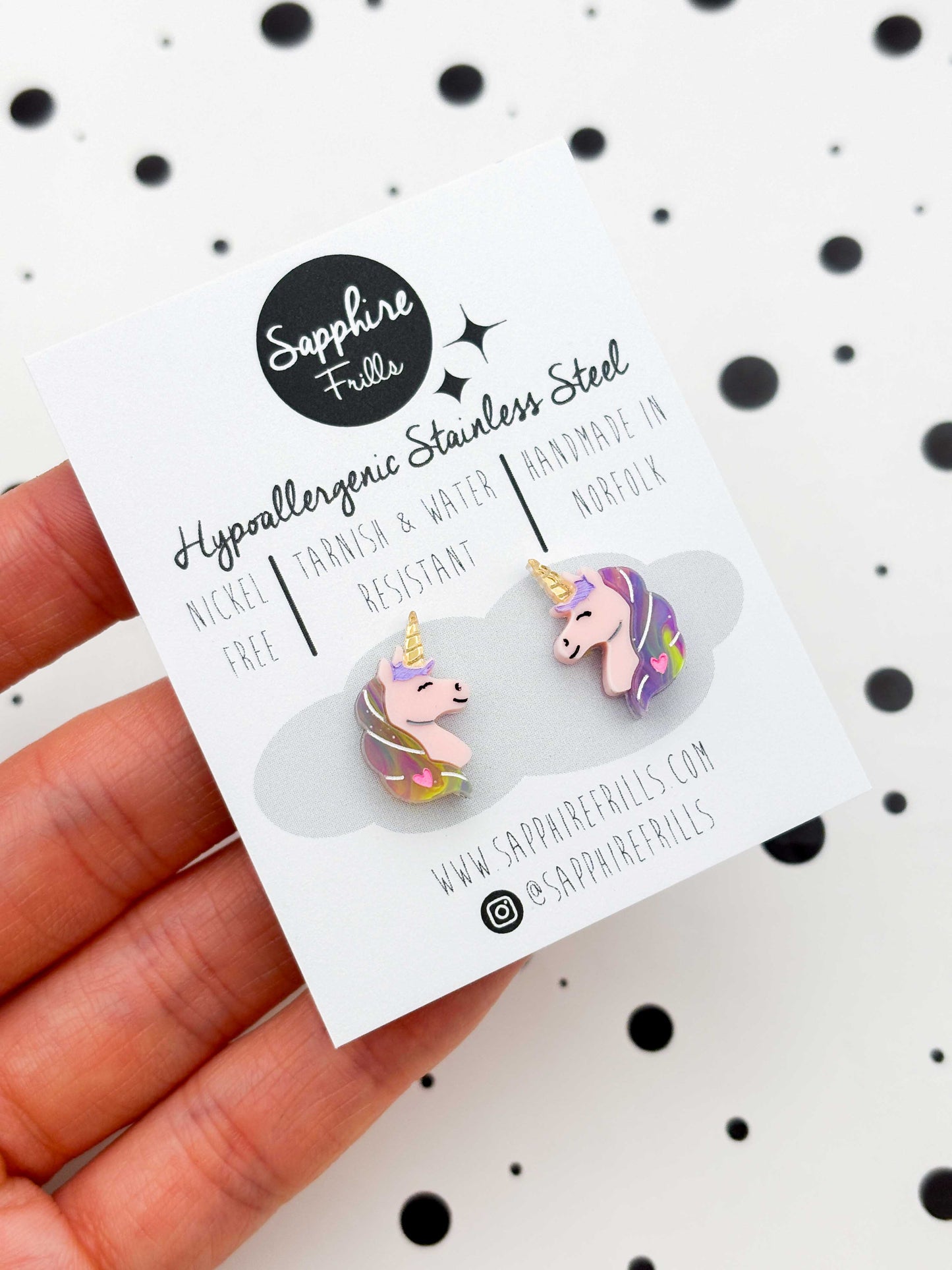 Limited Edition Mini Pink Princess Unicorn Studs – Hypoallergenic Stainless Steel