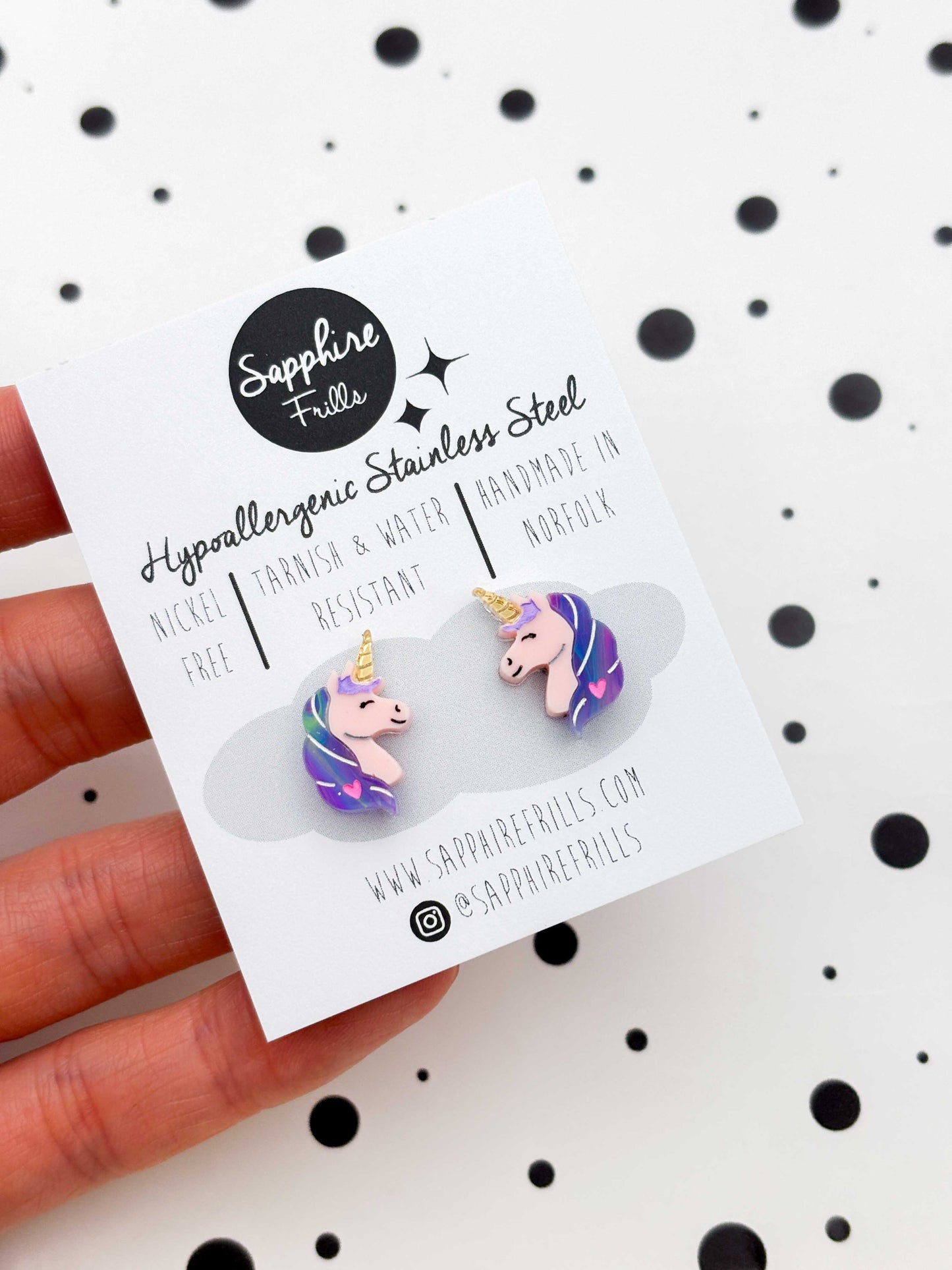 Limited Edition Mini Pink Princess Unicorn Studs – Hypoallergenic Stainless Steel