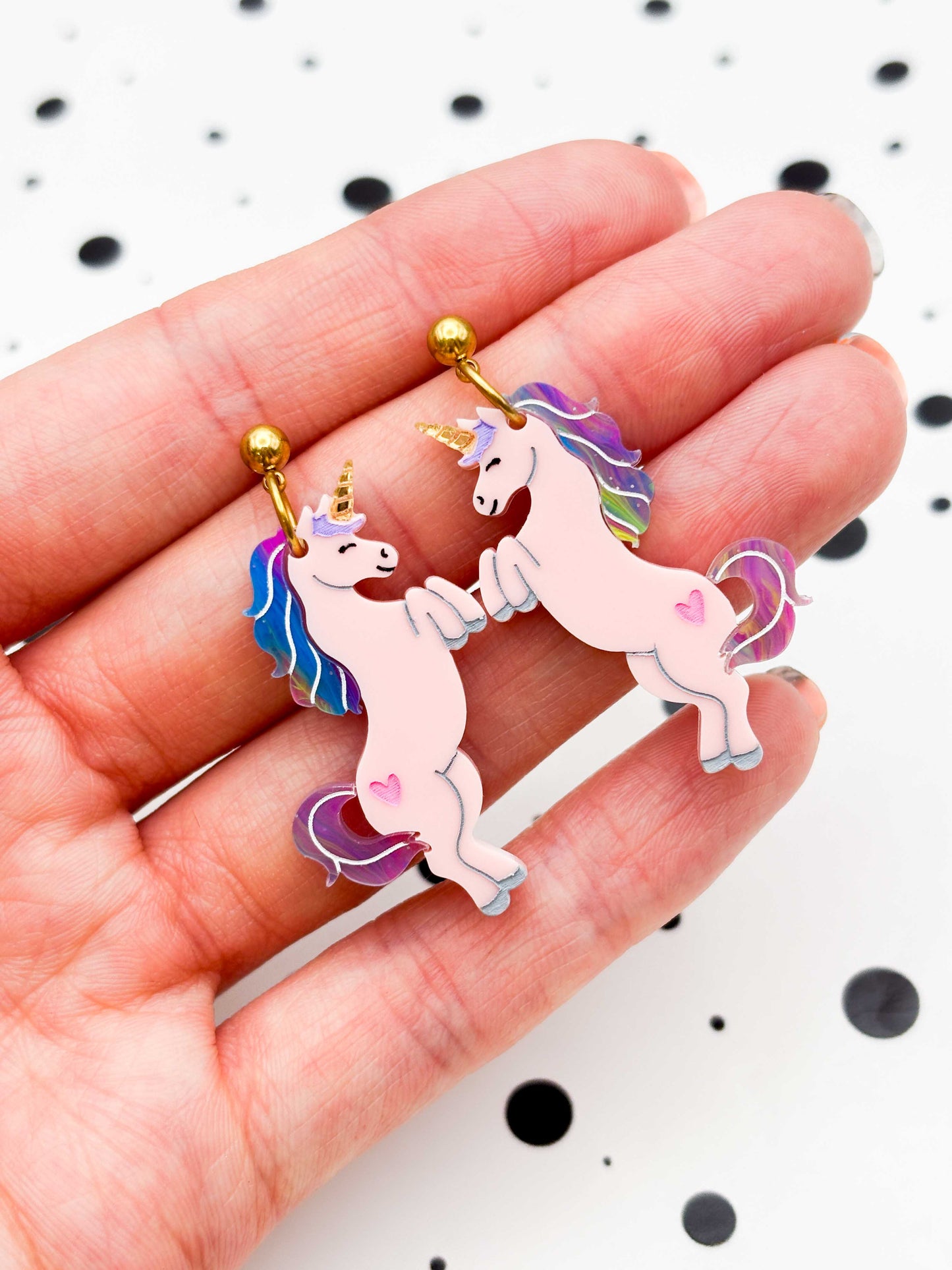 Limited Edition Large Pink Princess Unicorn Dangle Earrings or Necklace – Hypoallergenic Stainless Steel