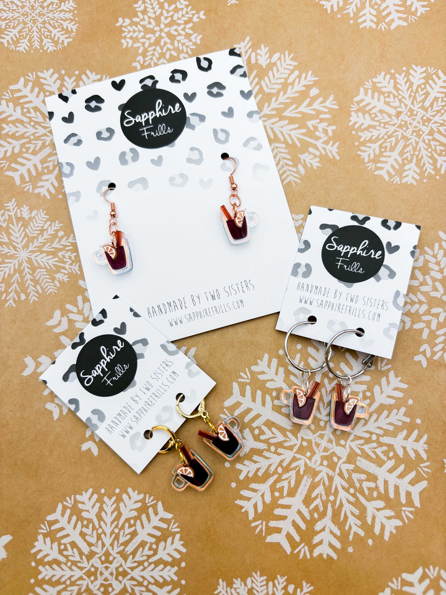 Medium Iridescent Acrylic Mulled Wine Mug Dangle Earrings