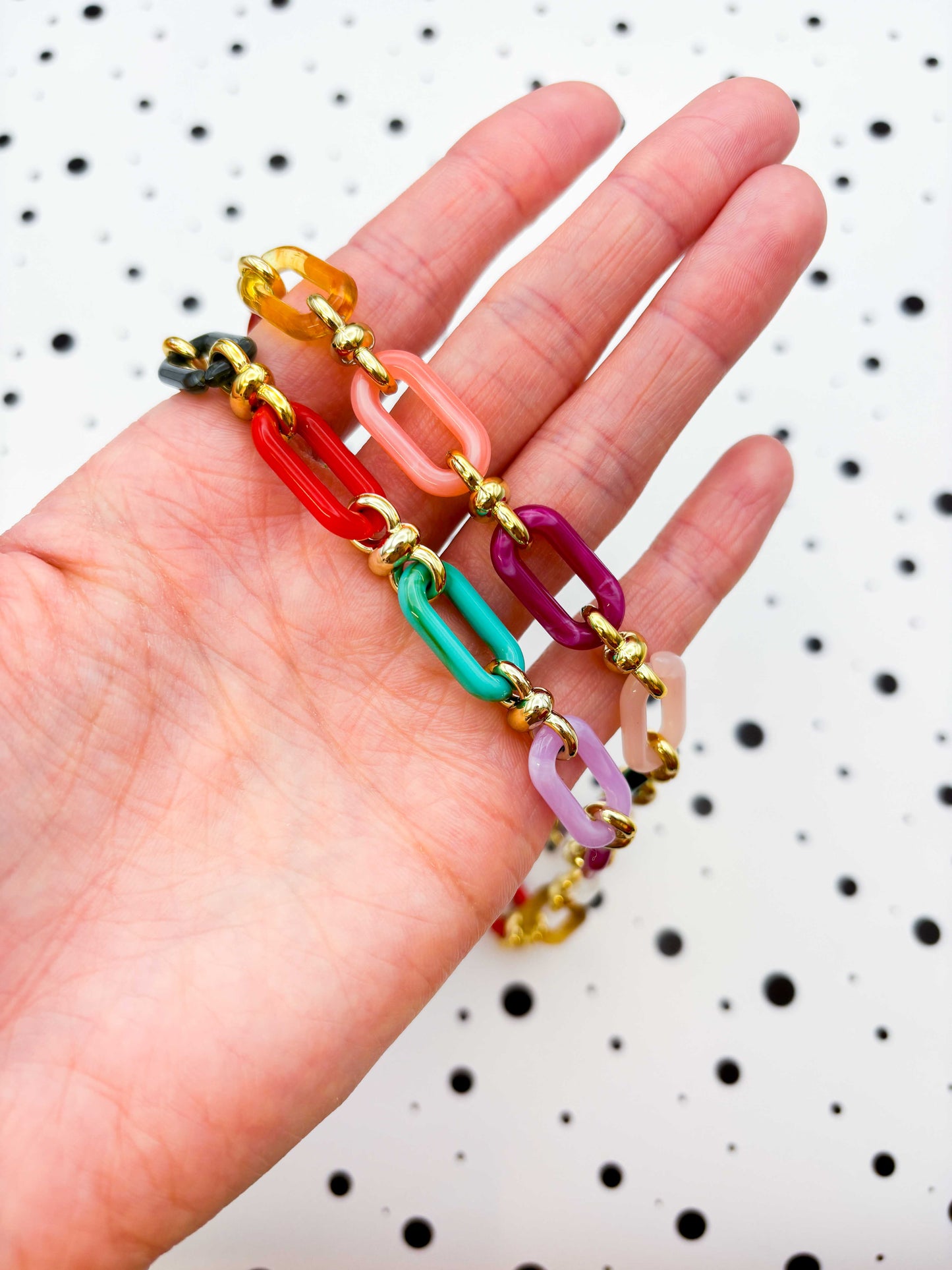 Muted Rainbow Geometric Glasses Chain