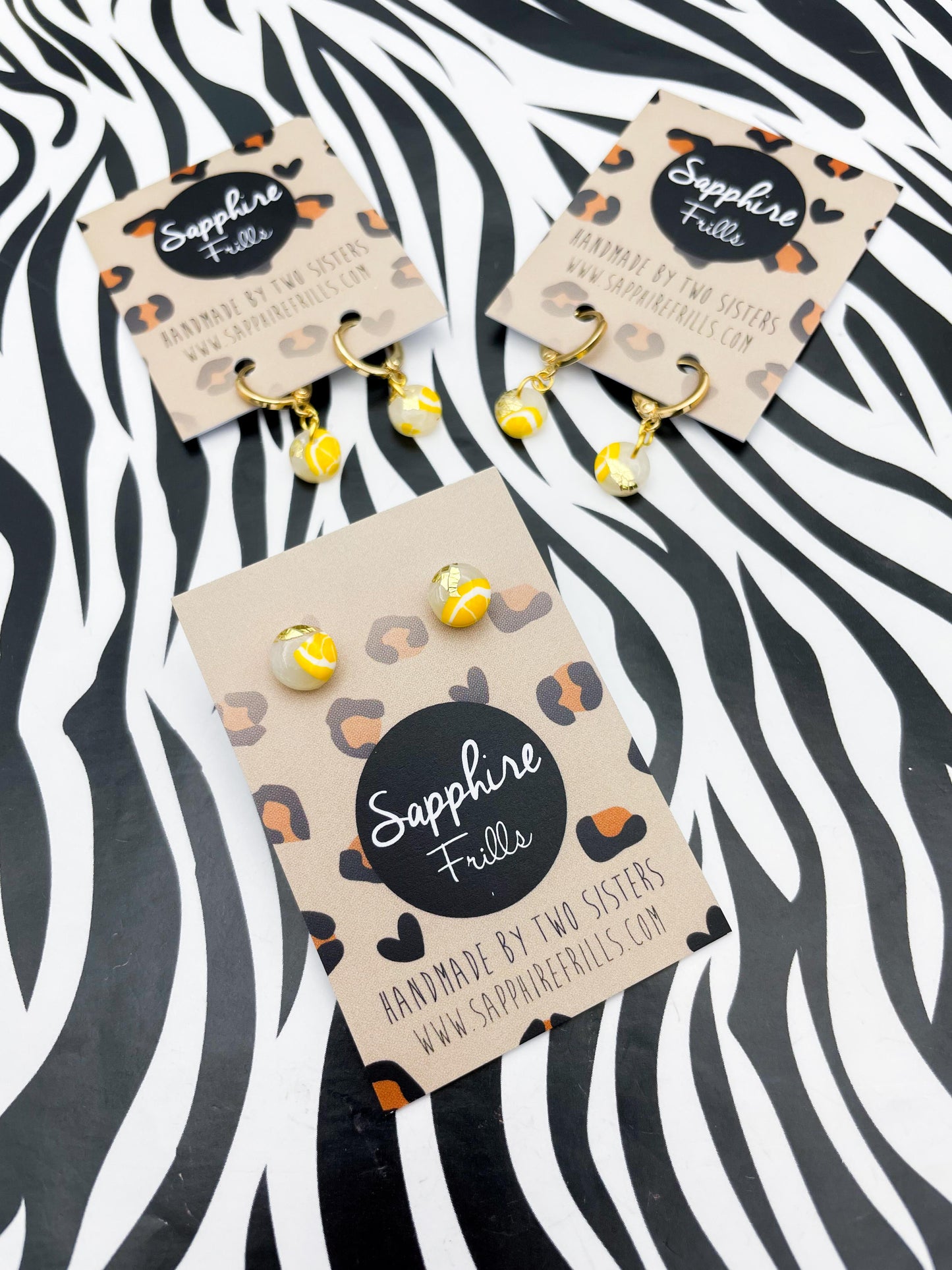 Mini Translucent Lemon Slice Circle Earrings