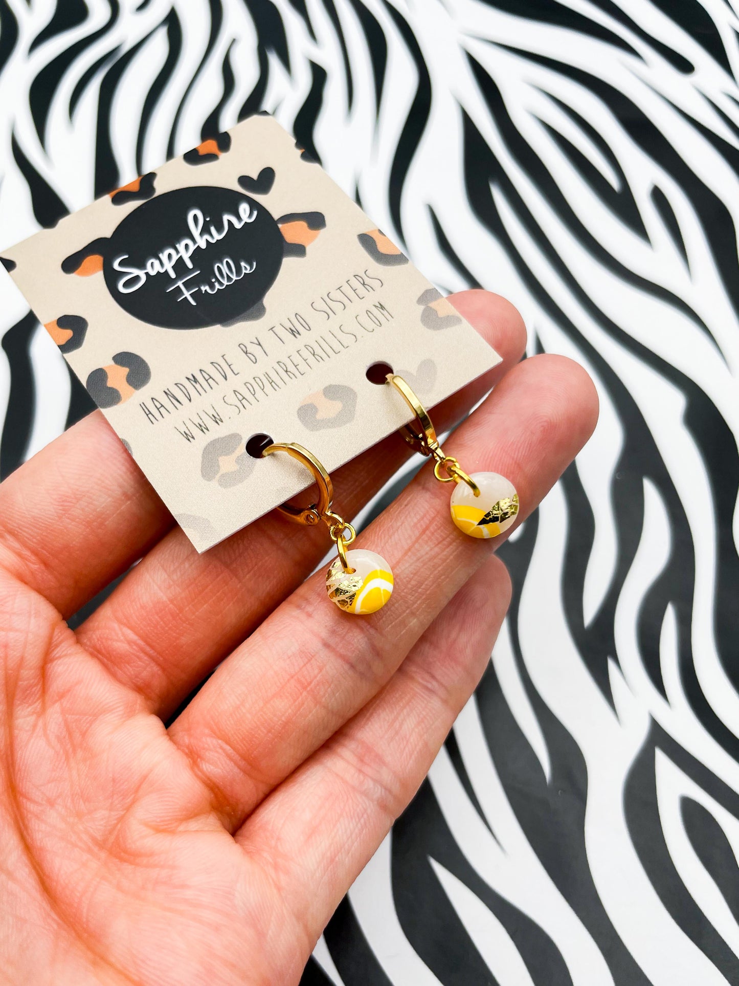 Mini Translucent Lemon Slice Circle Earrings