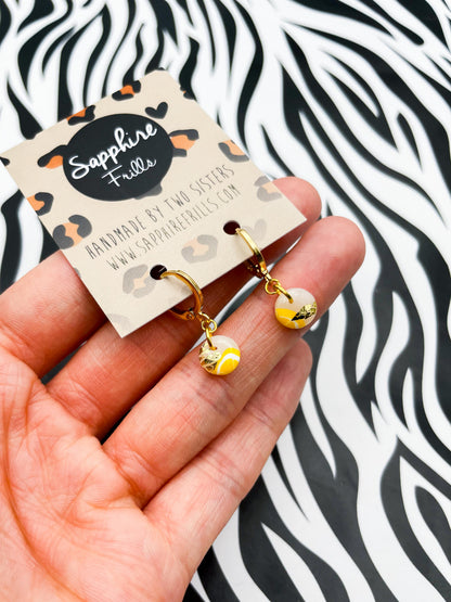 Mini Translucent Lemon Slice Circle Earrings or Necklace – Hypoallergenic Stainless Steel