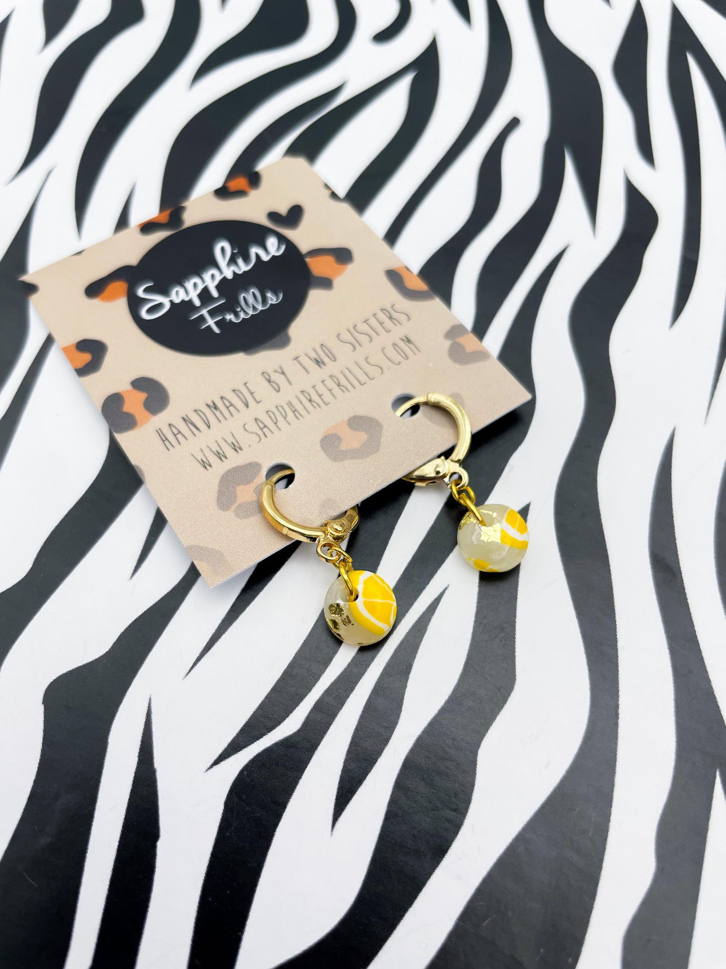 Mini Translucent Lemon Slice Circle Earrings