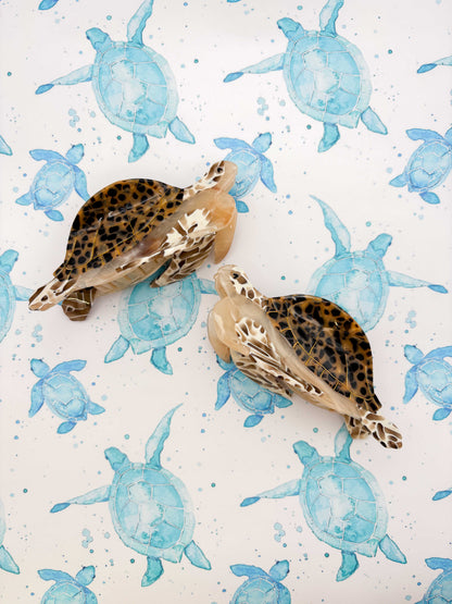 Large Brown Tortoise Shell Turtle Claw Clip