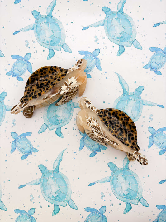 Large Brown Tortoise Shell Turtle Claw Clip