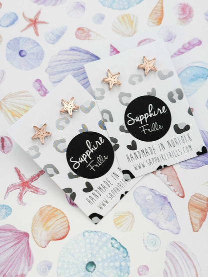Mini Rose Gold Mirror Starfish Studs – Hypoallergenic Stainless Steel
