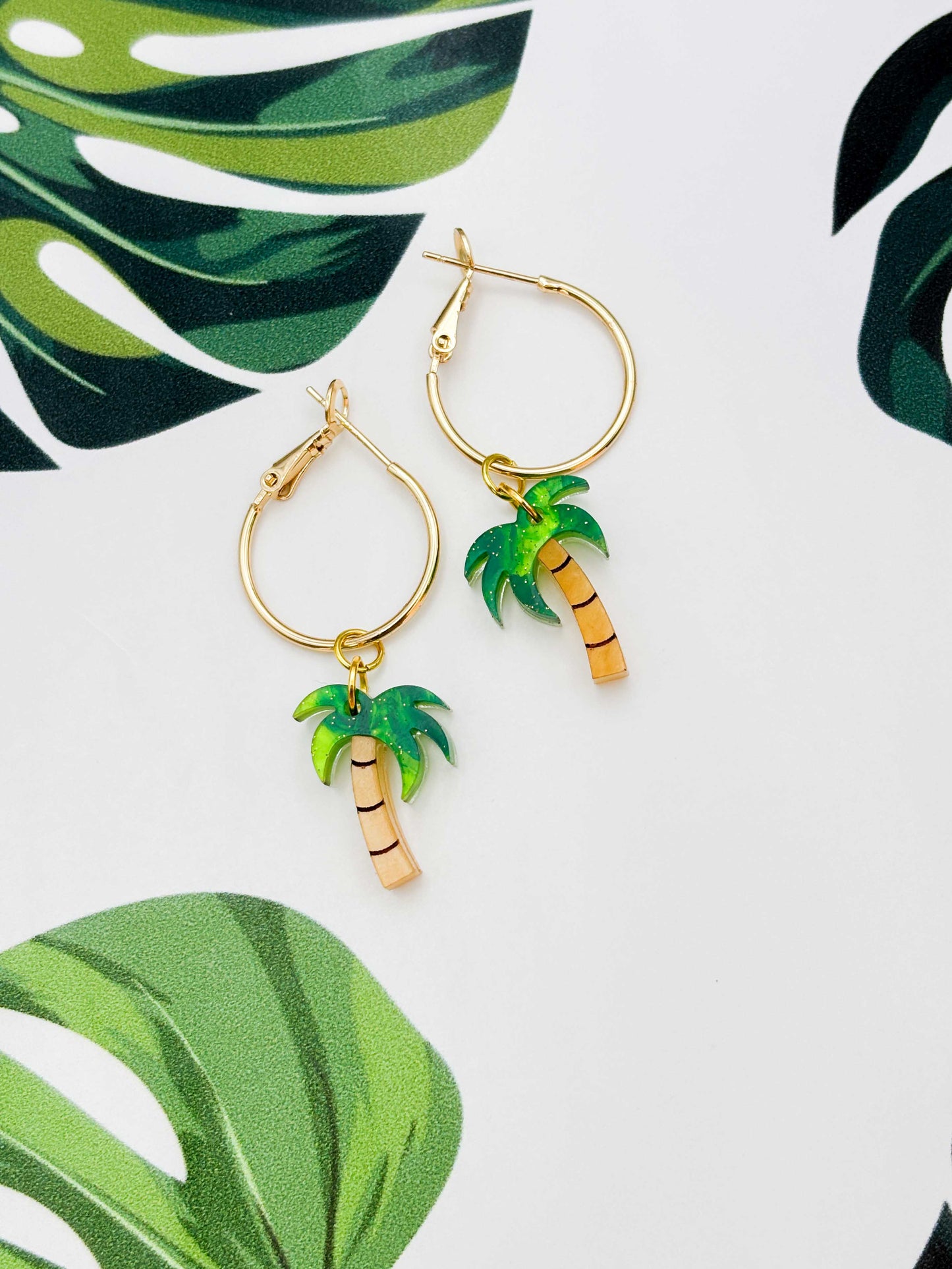 Small Palm Tree Dangle Earrings