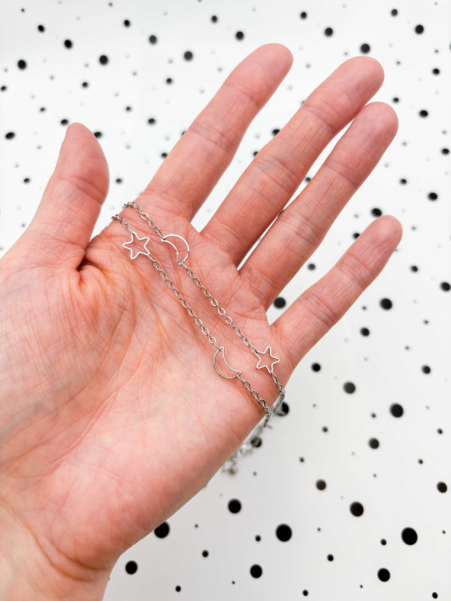Silver Moon and Stars Glasses Chain
