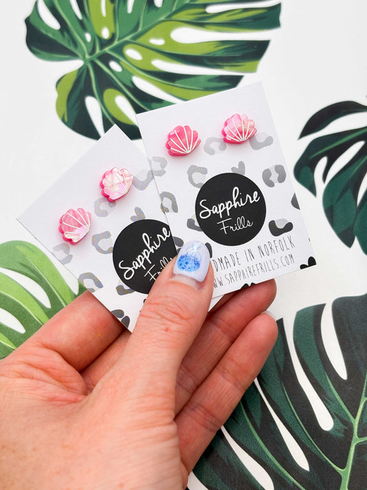 Mini Pink Real Shell Studs – Hypoallergenic Stainless Steel