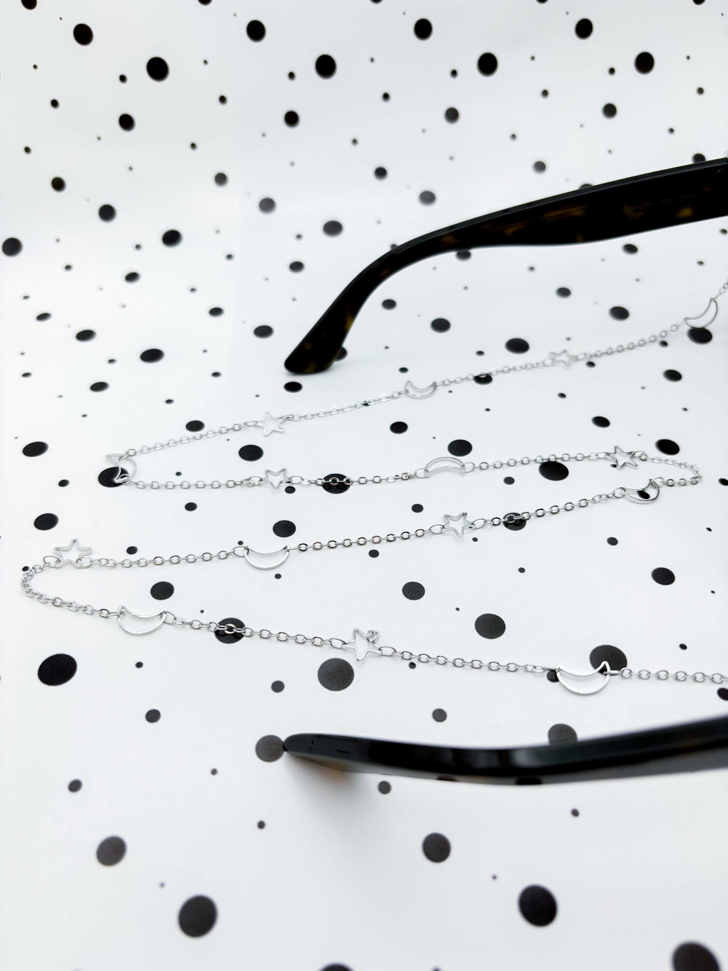 Silver Moon and Stars Glasses Chain
